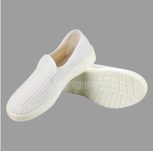 0.5直条纹白帆布中巾鞋